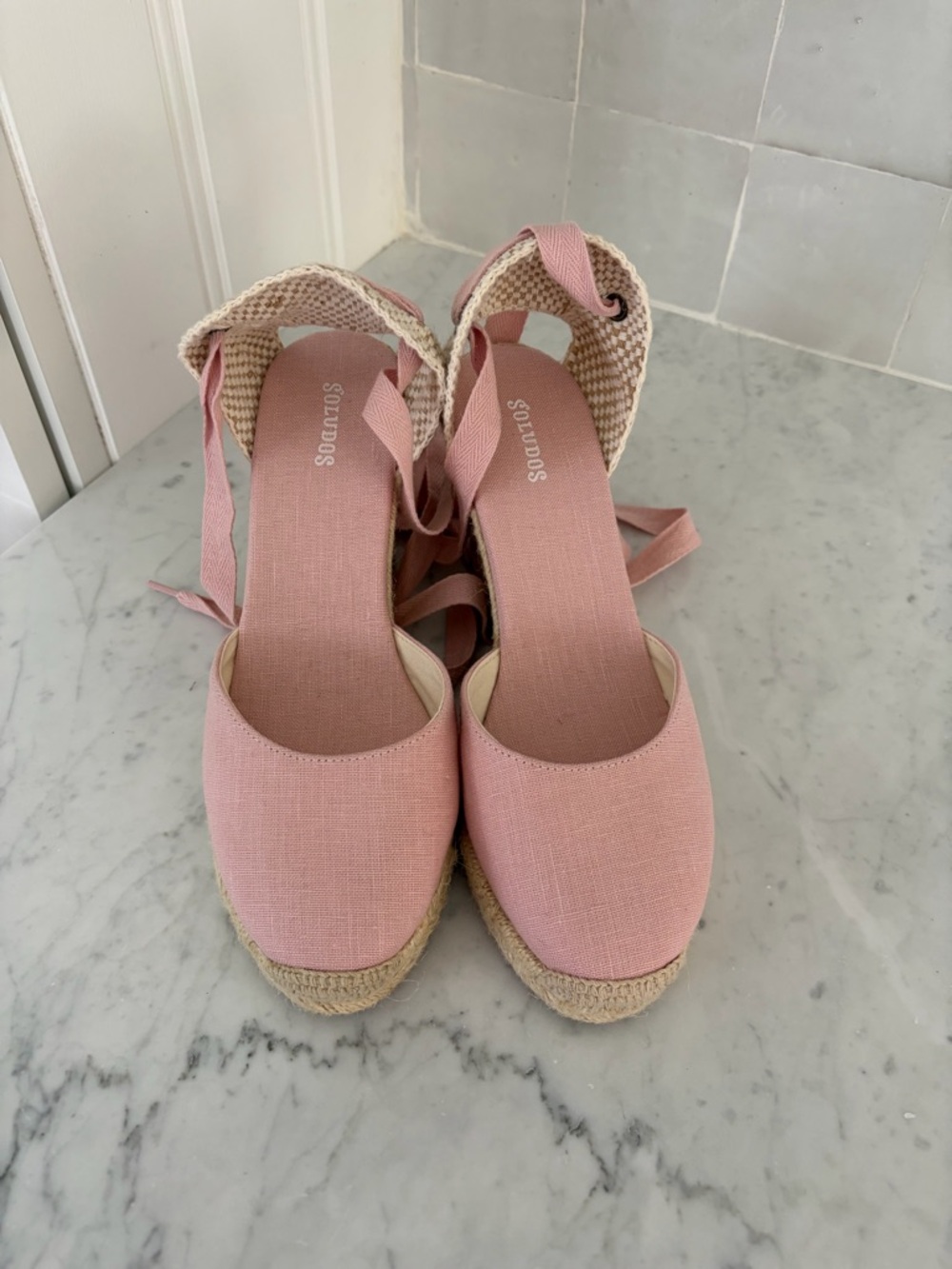 Soludos NWT Pink Wedge Ankle Tie Espadrilles - Picture 4 of 7